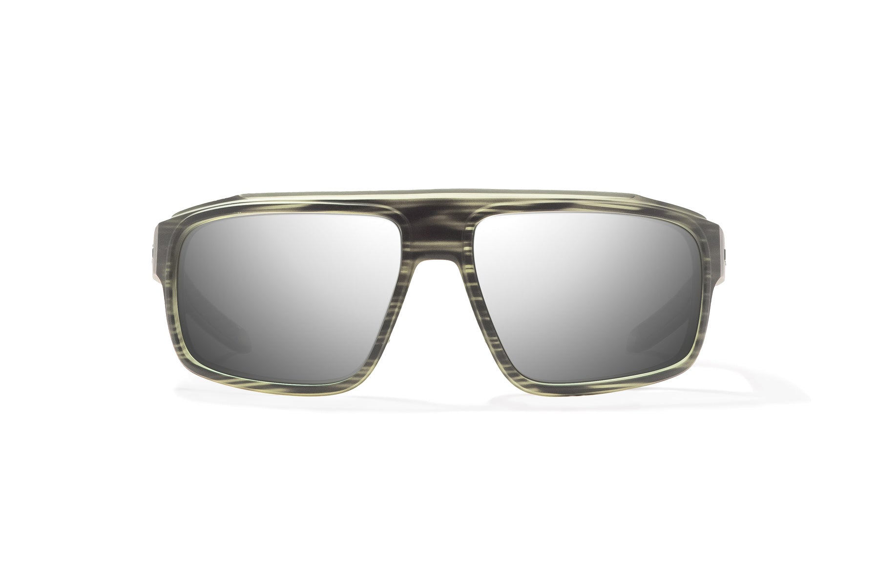 Bajío Greenland Sunglasses - Front View, Gray Grass Matte Frame with Silver Mirror Lens
