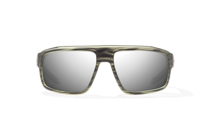 Bajío Greenland Sunglasses - Front View, Gray Grass Matte Frame with Silver Mirror Lens