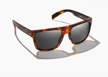 Bajio Caballo Sunglasses - Angled View, Brown Tort Gloss Frame with Gray Lens