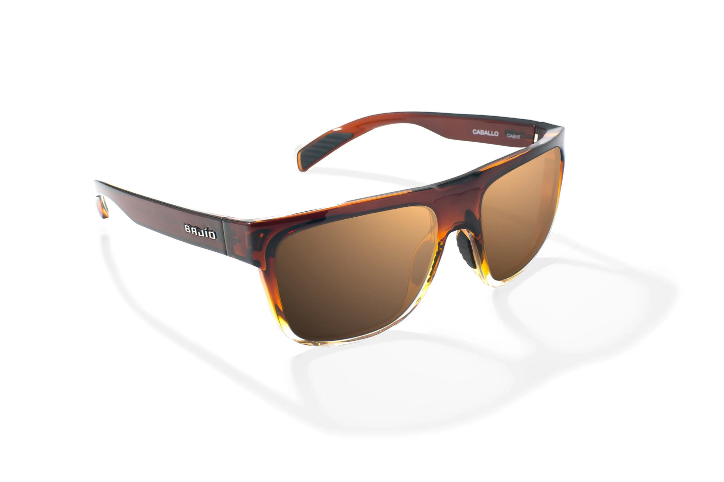 Bajio Caballo Sunglasses - Angled View, Whiskey Fade Gloss Frame with Copper Lens