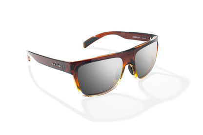 Bajio Caballo Sunglasses - Angled View, Whiskey Fade Gloss Frame with Silver Mirror Lens