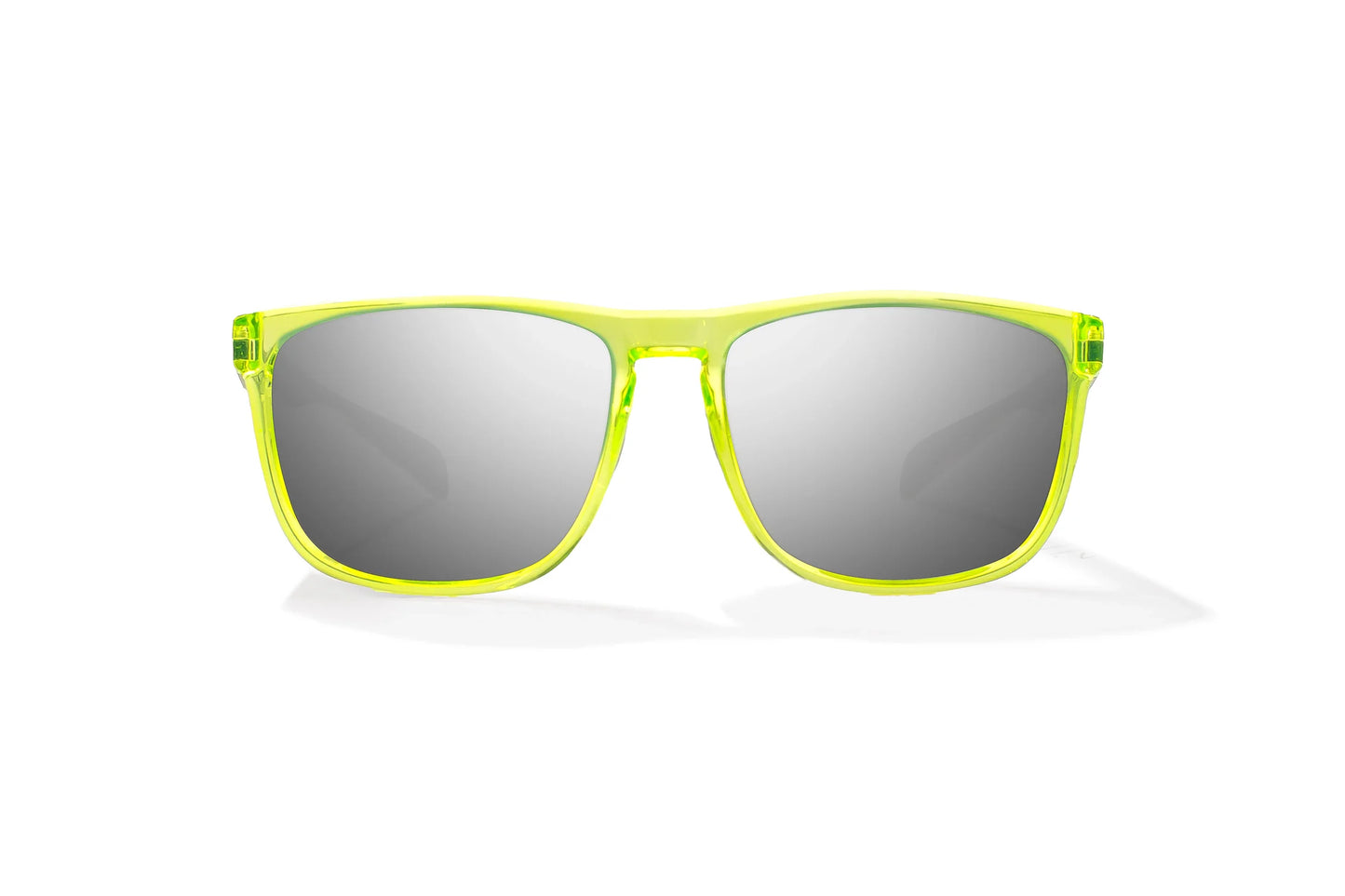 Bajio Calda Sunglasses - Front View, Green Glass Gloss Frame with Silver Mirror Lens
