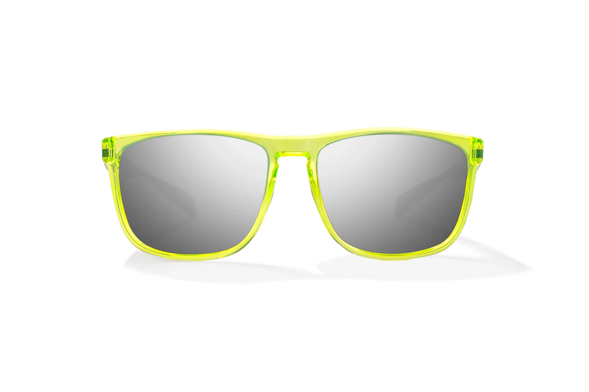 Bajio Calda Sunglasses - Front View, Green Glass Gloss Frame with Silver Mirror Lens