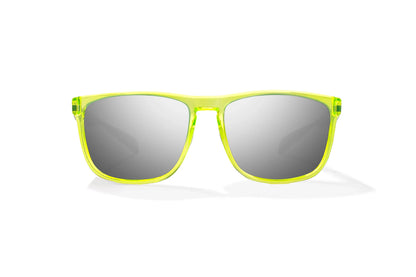 Bajio Calda Sunglasses - Front View, Green Glass Gloss Frame with Silver Mirror Lens