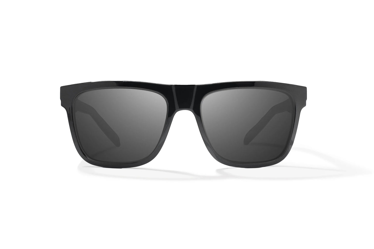 Bajio Hopedale Sunglasses - Front View, Black Gloss Frame with Gray Lens
