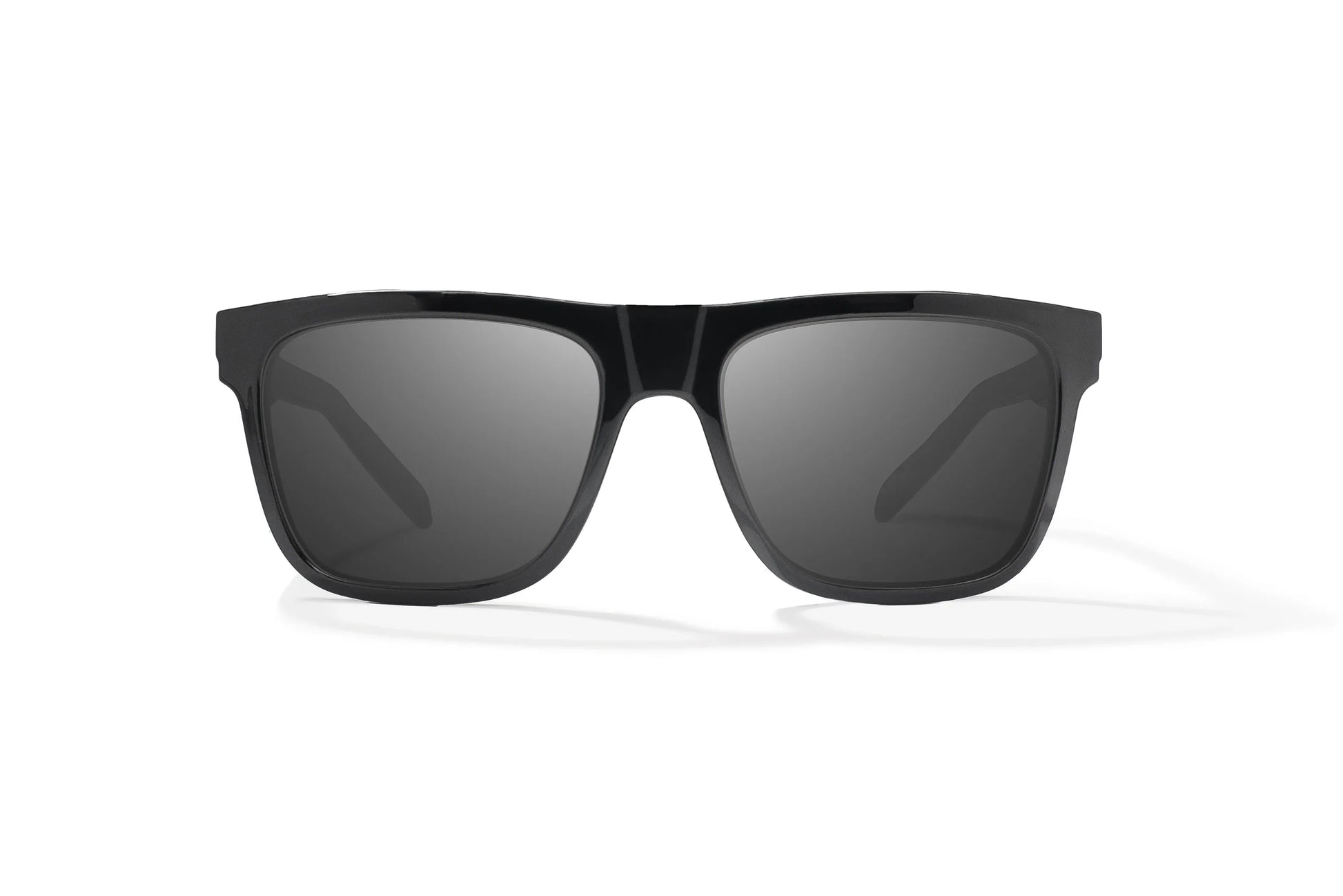 Bajio Hopedale Sunglasses - Front View, Black Gloss Frame with Gray Lens
