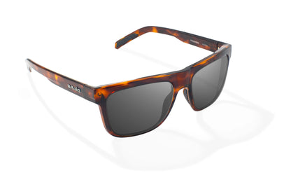 Bajio Hopedale Sunglasses - Angled View, Brown Tortoise Gloss Frame with Gray Lens