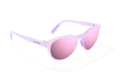 Bajio Paraiso Sunglasses - Angled View, Lavender Glass Gloss Frame with Rose Mirror Lens
