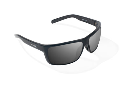 Bajio Sigs Sunglasses - Angled View, Black Gloss Frame with Gray Lens