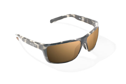 Bajio Sigs Sunglasses - Angled View, Ivory Tortoise Gloss Frame with Copper Lens