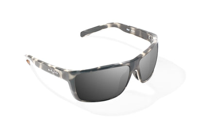Bajio Sigs Sunglasses - Angled View, Ivory Tortoise Gloss Frame with Gray Lens