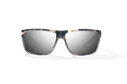 Bajio Sigs Sunglasses - Front View, Ivory Tortoise Gloss Frame with Silver Mirror Lens
