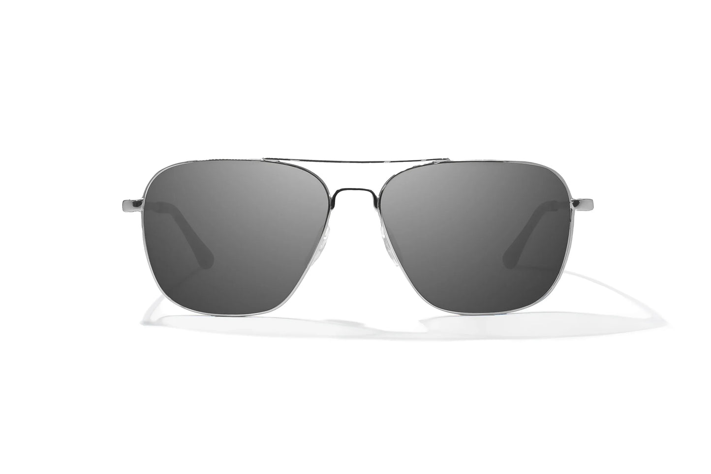 Bajio Snipes Sunglasses - Front View, Silver Gloss Frame with Gray Lens