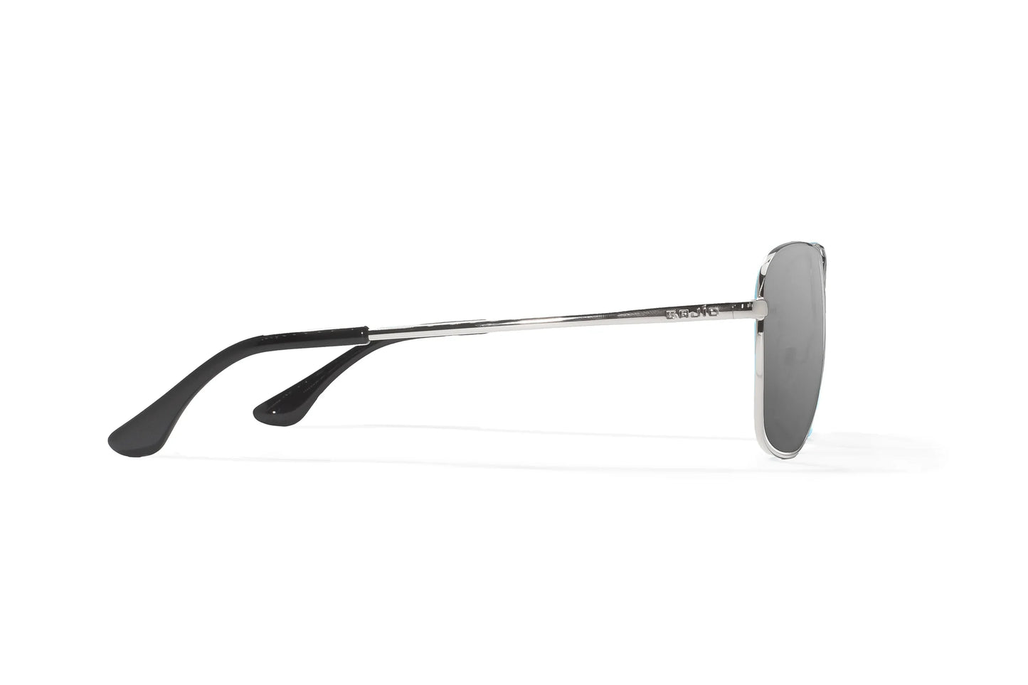 Bajio Snipes Sunglasses - Side View, Silver Gloss Frame with Gray Lens