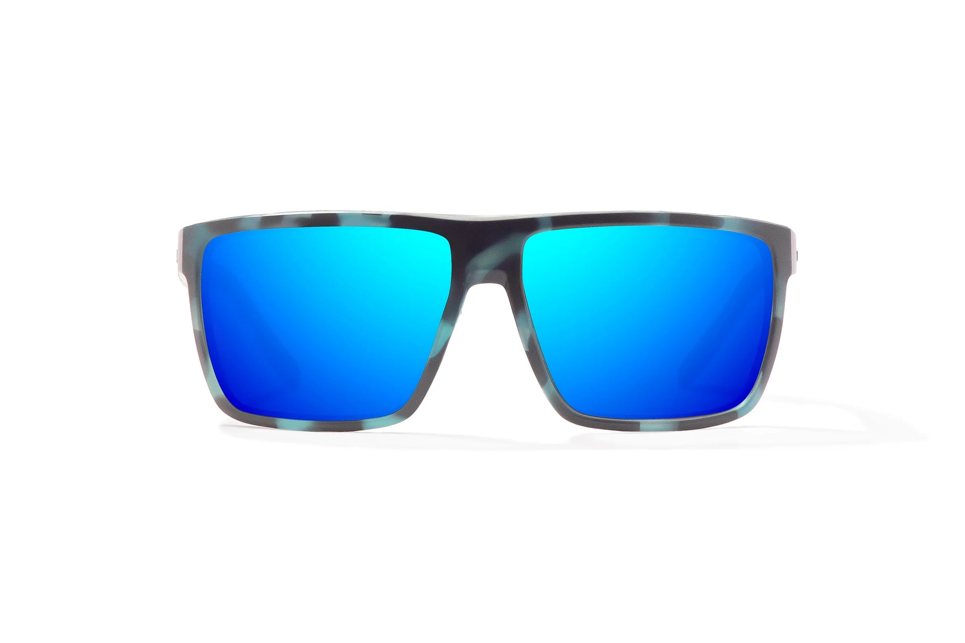 Bajio Toads Sunglasses - Front View, Blue Water Matte Frame with Blue Mirror Lens