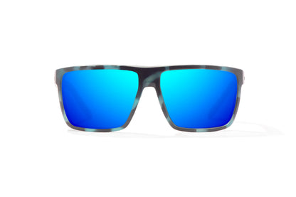 Bajio Toads Sunglasses - Front View, Blue Water Matte Frame with Blue Mirror Lens