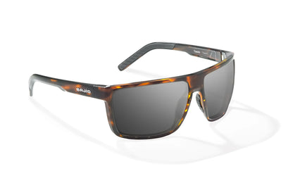 Bajio Toads Sunglasses - Angled View, Brown Tortoise Gloss Frame with Gray Lens