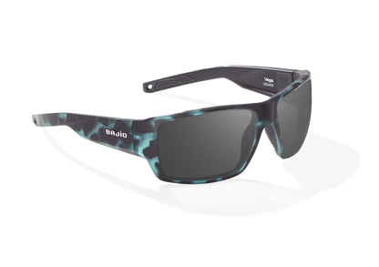 Bajio Vega Sunglasses - Angled View, Blue Water Matte Frame with Gray Lens