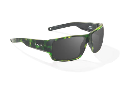 Bajio Vega Sunglasses - Angled View, Green Grass Matte Frame with Gray Lens