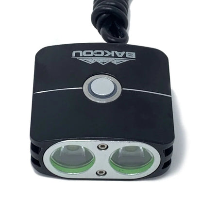 Bakcou 2200 Lumen GoPro Mount Headlight front view, showcasing dual LED design in a waterproof casing for electric bikes