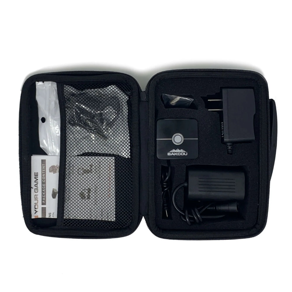Protective carrying case for the Bakcou 2200 Lumen GoPro Mount Headlight, designed for safe storage and transport
