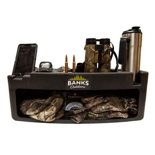 WP Pro kit Storage Shelf with integrated LED lighting for organized, illuminated storage of hunting blind accessories.